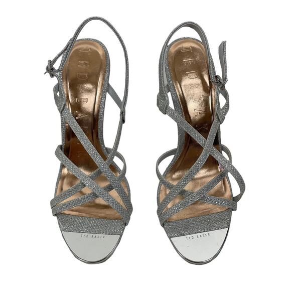Ted Baker Theanna Lurex Strappy Heel Sandals Silver Size 40.5 - Picture 2 of 7